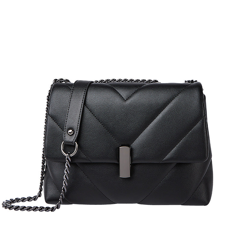 Women's Fashion Real Cattle Leather Chain Underarm Shoulder Bags