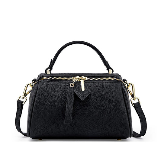 Women's First Layer Cowhide Boston Retro Simple Crossbody Bags