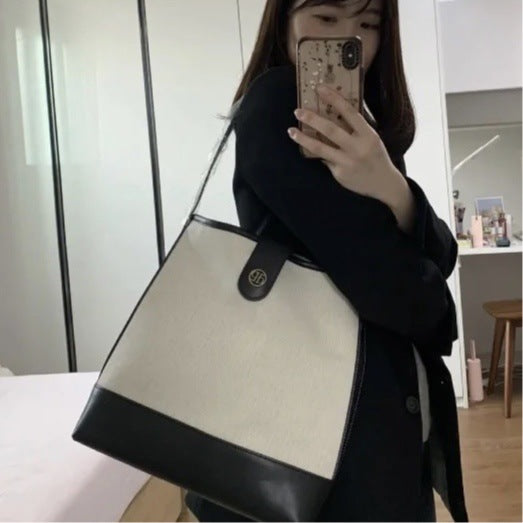 Color Contrast Patchwork Canvas Car Portable Crossbody Bags