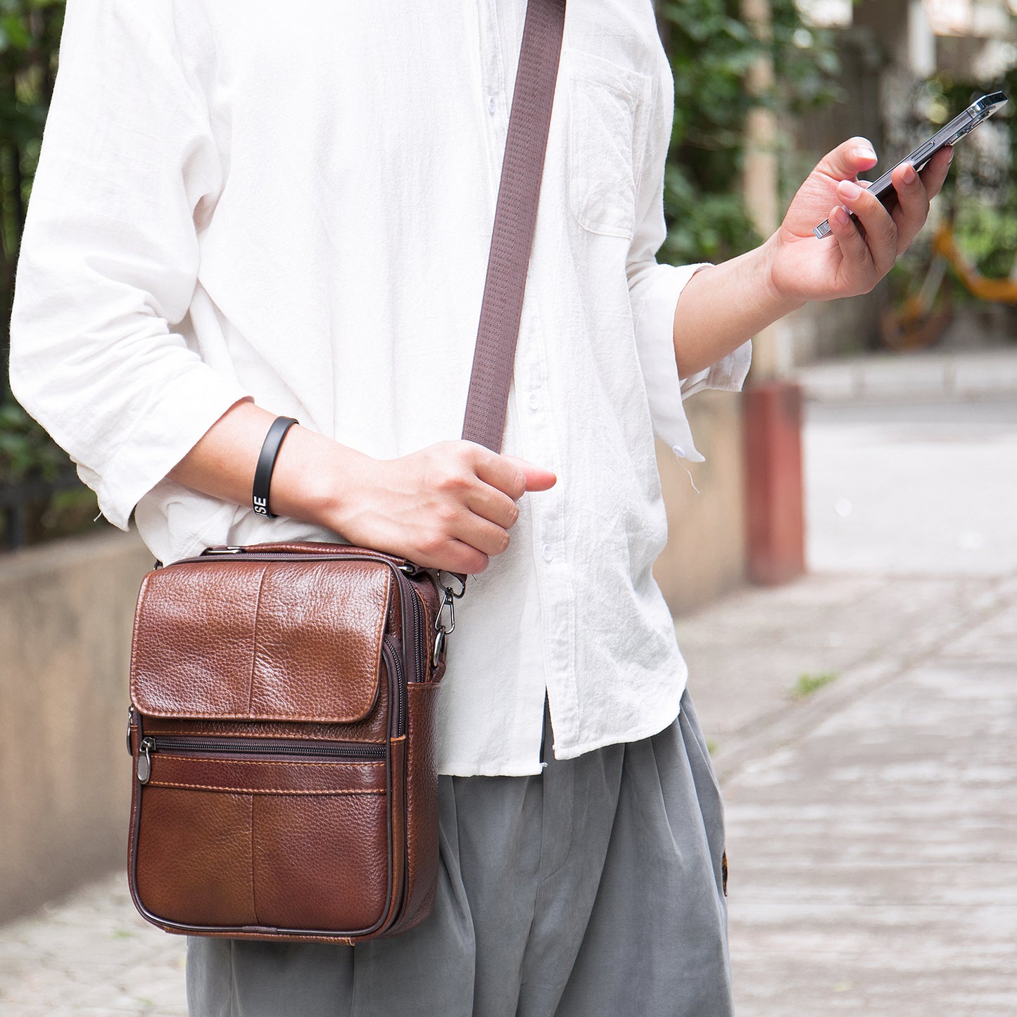 Men's Genuine Leather Business High-grade Cowhide Large Men's Shoulder Bags