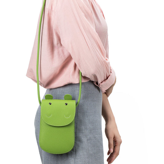 Women's Leather Niche Cute Mini Hippo Mobile Phone Bags