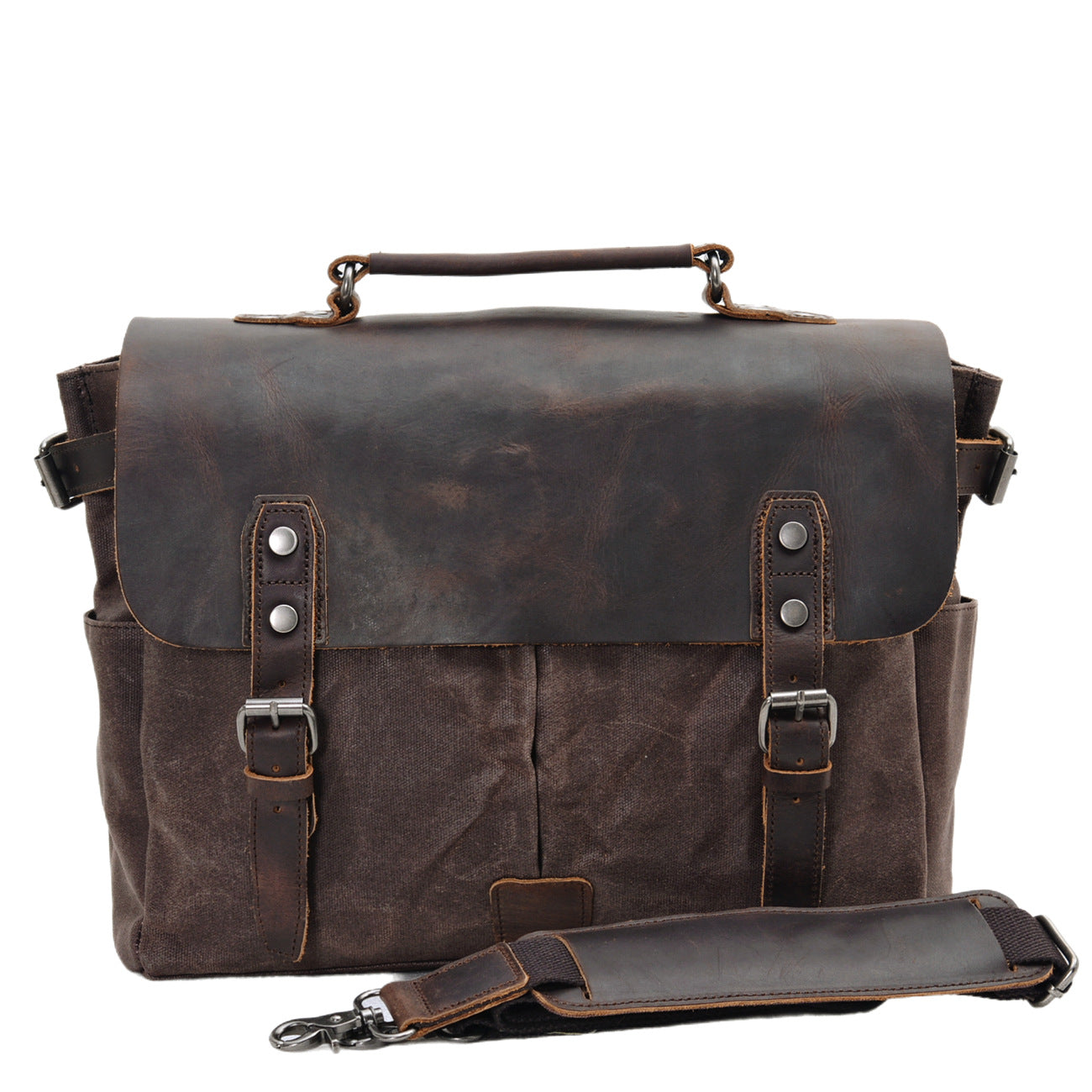 Men's Vintage Oil Wax Canvas With Top Layer Men's Briefcases