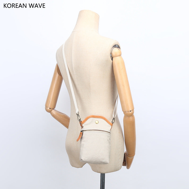 Style Simple Solid Color Canvas Mobile Crossbody Bags
