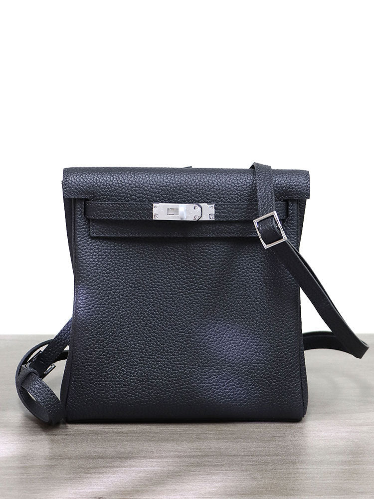 Women's Ebony Color Kelly Portable Fashion Cowhide Backpacks