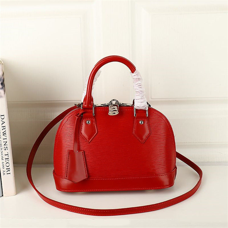 Women's Trendy Cattle Leather Fashion Water Ripple Shoulder Bags