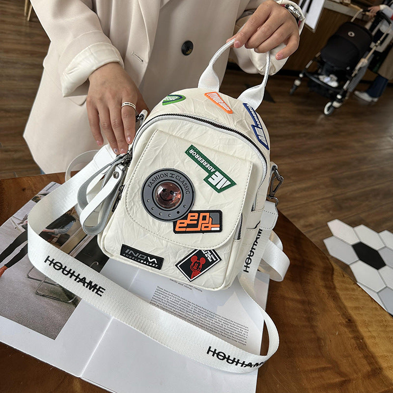 Women's Two Shoulders Retro Style High-grade Pleated Backpacks