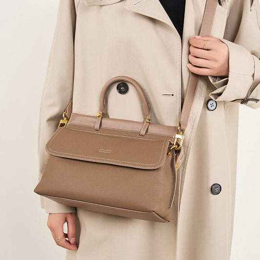 Women's First Layer Cowhide Leather Commuter Large Shoulder Bags