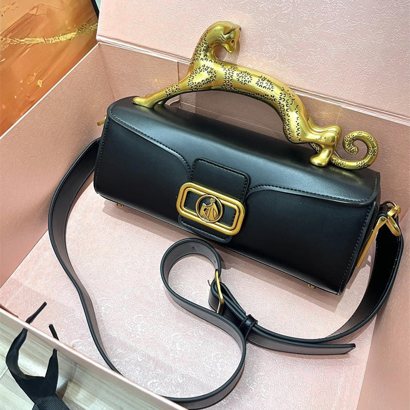 Women's High Quality Cowhide Leopard Metal High-grade Crossbody Bags