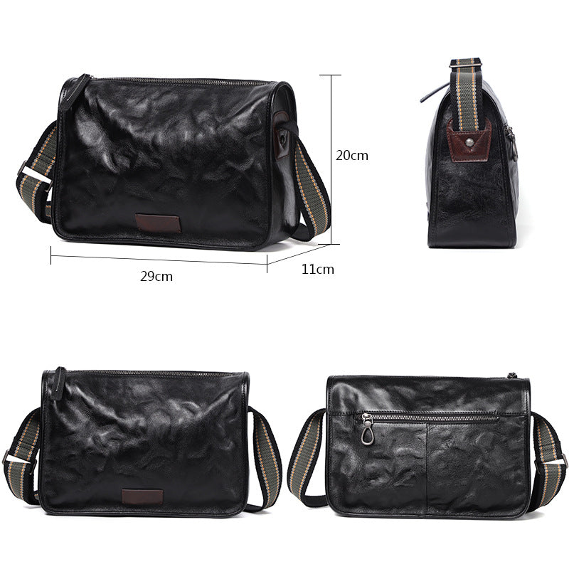 Men's Streaming First Layer Cowhide Genuine Leather Men's Messenger Bags