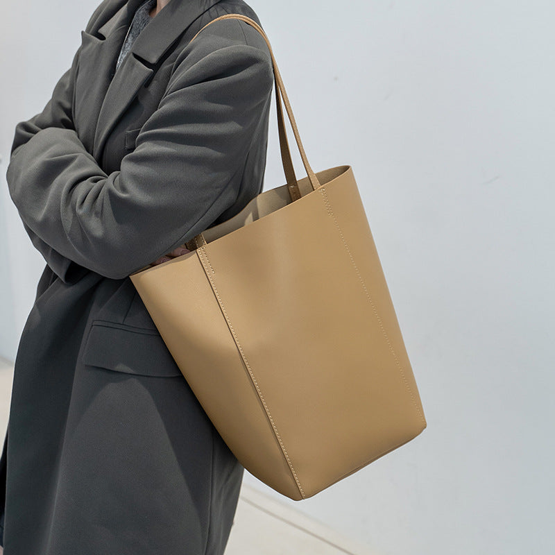 Women's Leather Light Luxury Minority Large Capacity Bucket Bags