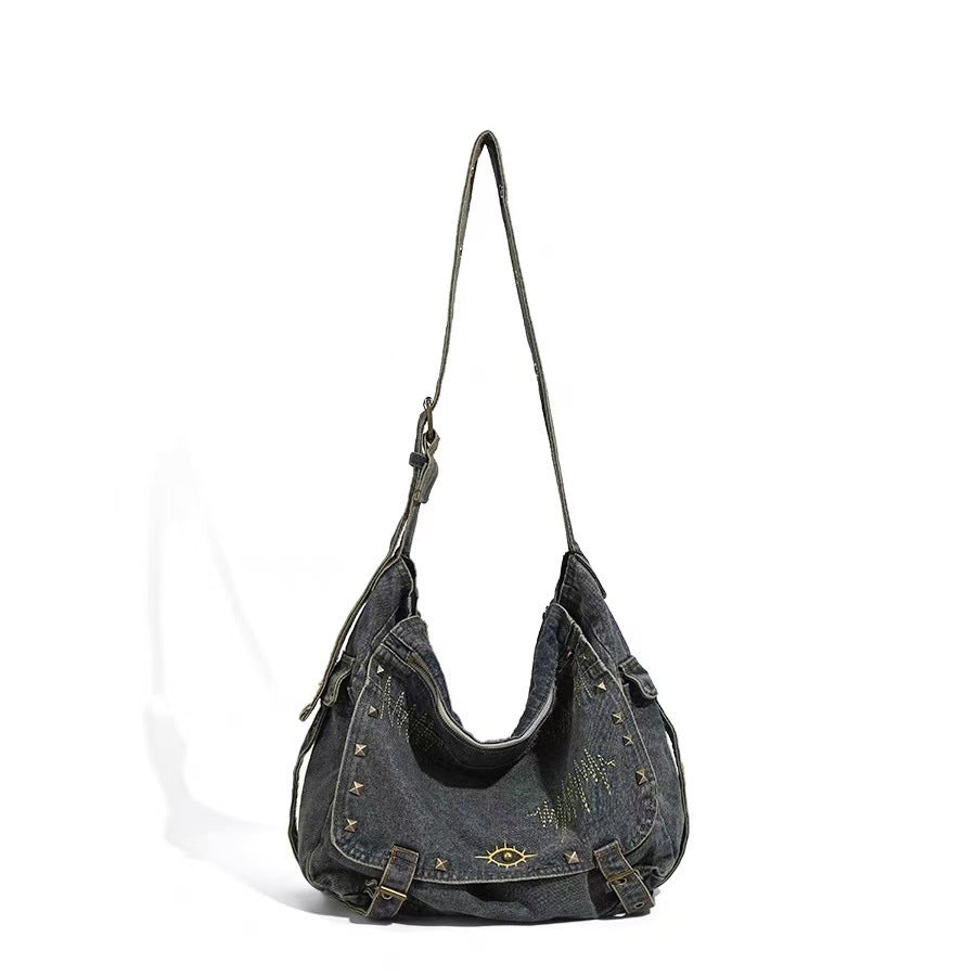 Retro Street Denim Canvas Large Capacity Shoulder Bags