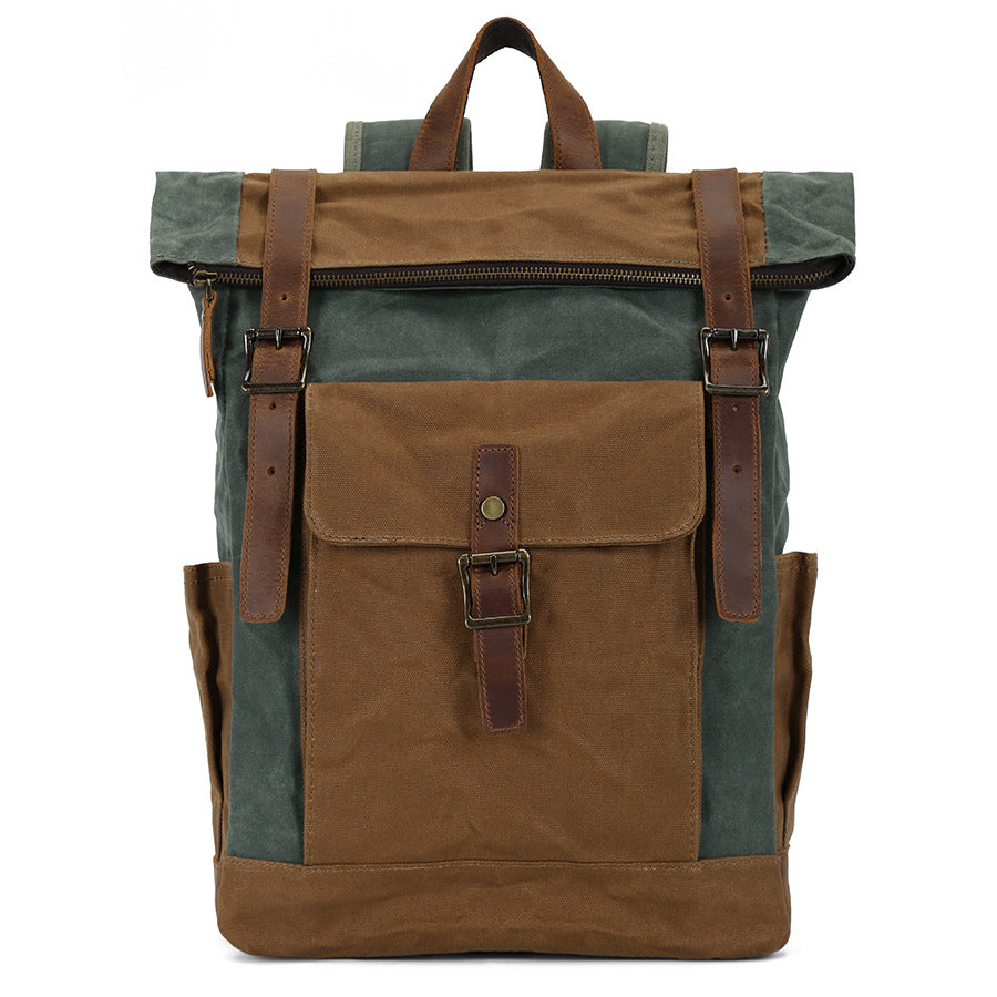 Men's Vintage Oil Wax Canvas Hiking Waterproof Crazy Bags