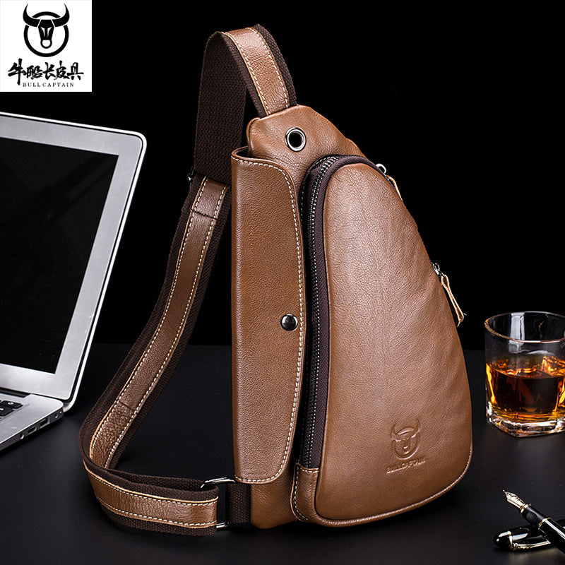 Men's Leather Goods Genuine Retro Fashion First Men's Chest Bags