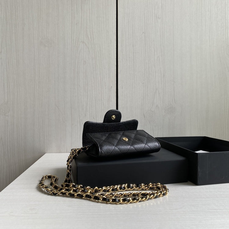 Women's Modified Chain Rhombic Caviar Ball Pattern Card Holder