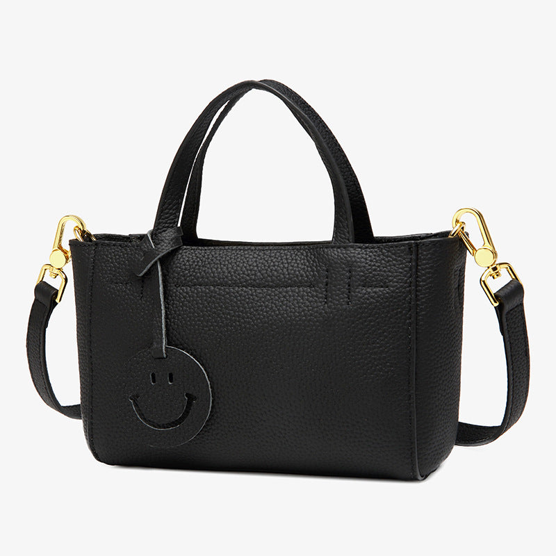 Women's First Layer Cowhide Simple Leather Lychee Pattern Shoulder Bags
