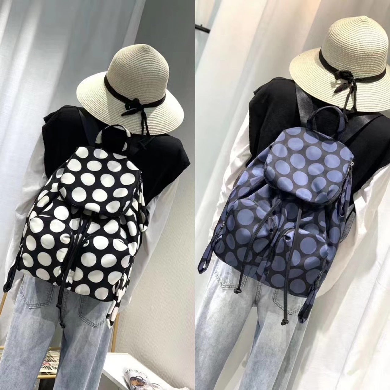 Women's Flip Drawstring Large Capacity Korean Style Backpacks