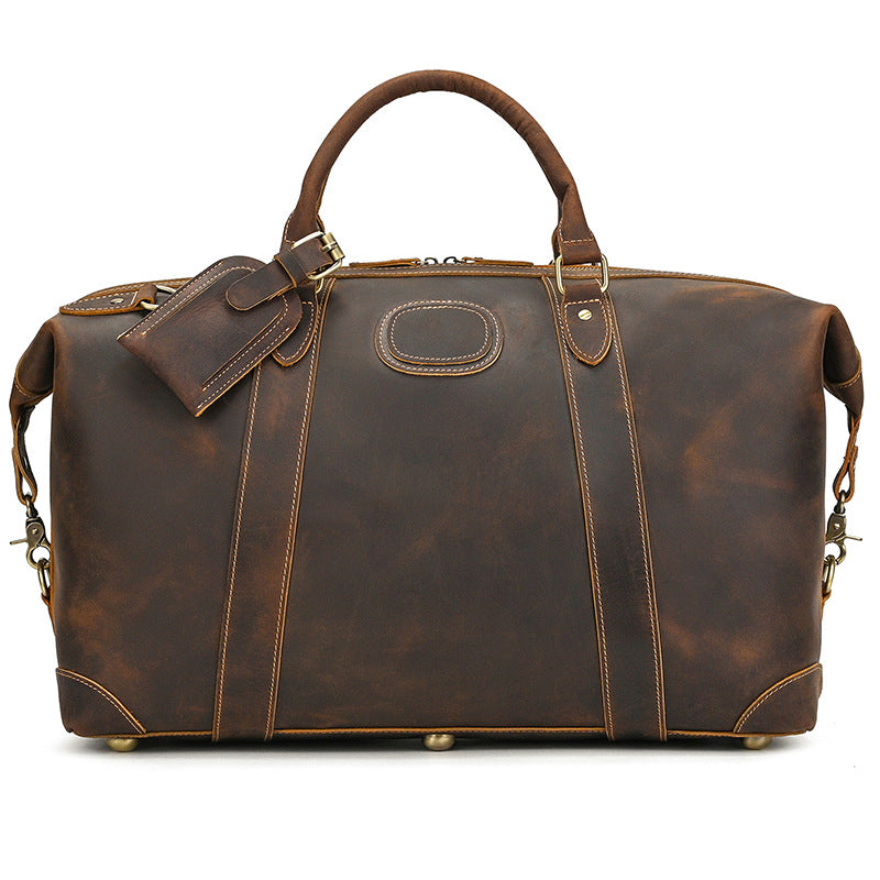 Men's Vintage Crazy Horse Leather Fitness Travel Bags