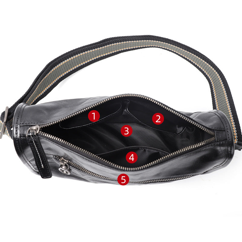 Men's Streaming First Layer Cowhide Genuine Leather Men's Messenger Bags