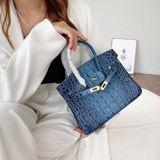Women's Genuine Leather Crocodile Bone Cowhide Fashion Handbags