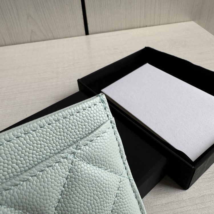 Caviar Pattern Cattlehide Lychee Ball Rhombic Card Holder