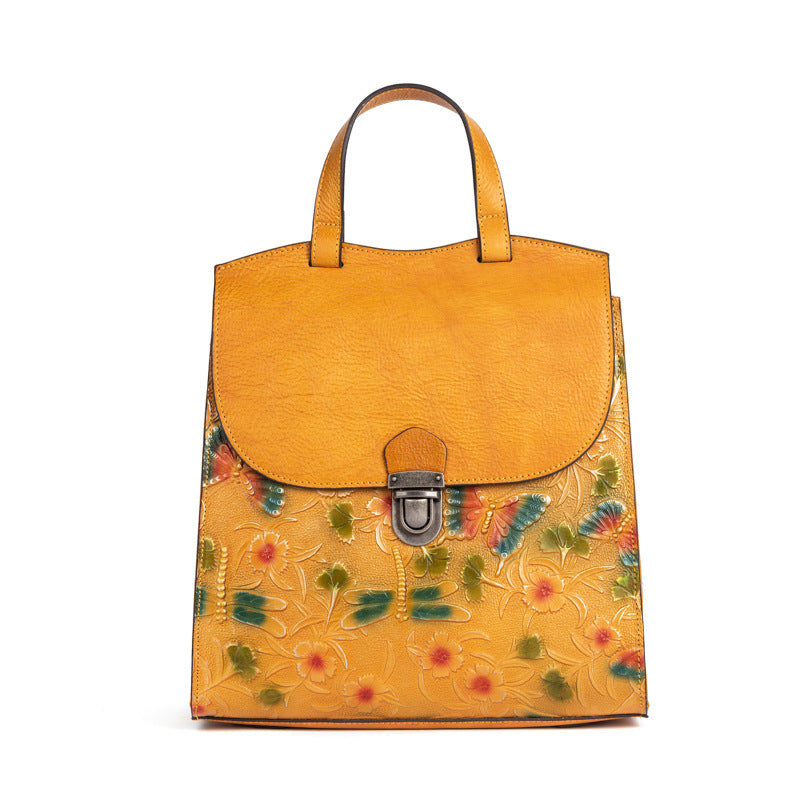 Innovative Leather Chinese Style Retro Embossing Backpacks