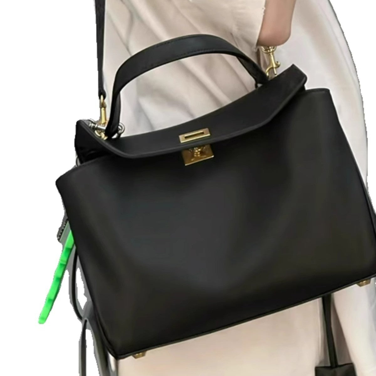 Kelly Large Capacity Smooth Leather Portable Tote Bags