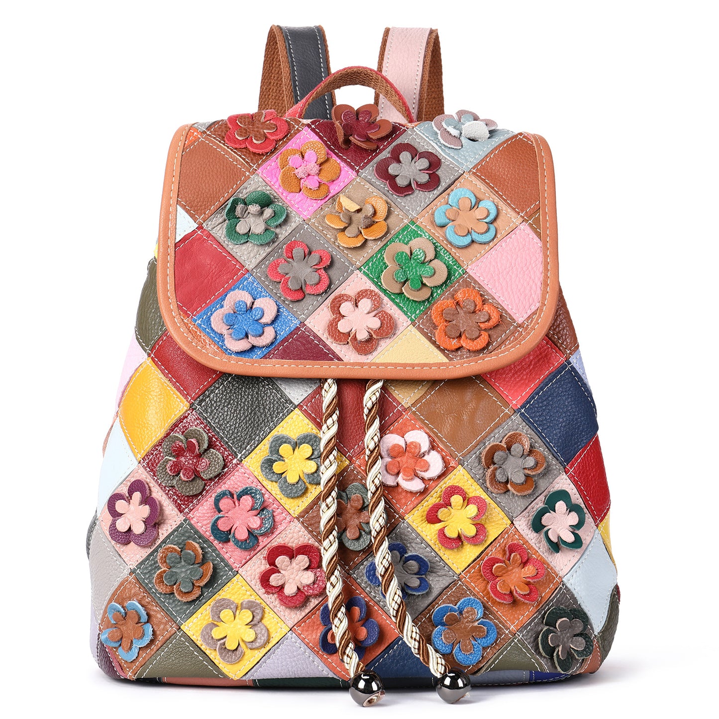 Women's Versatile Authentic Leather Weave Handmade Backpacks