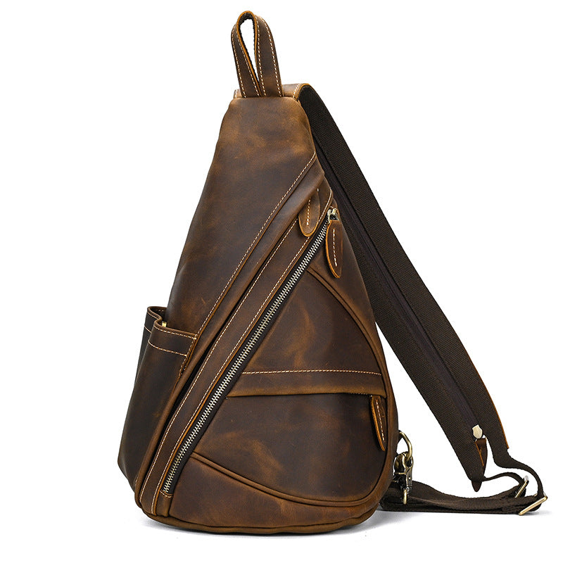 Men's Crazy Horse Leather Retro Top Layer Men's Chest Bags