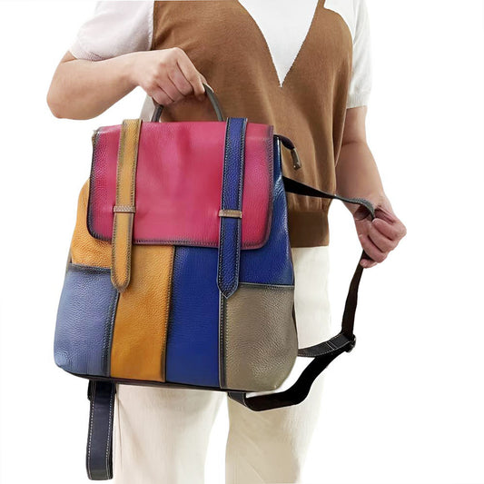 Women's First Layer Cowhide Big Retro Color Bags