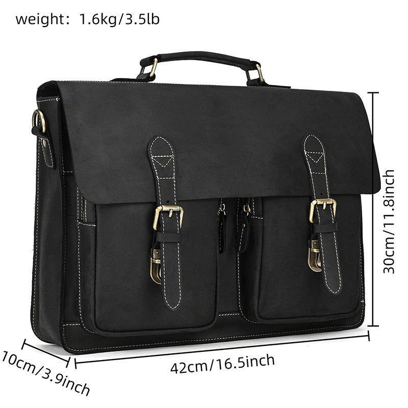 Retro Crazy Horse Leather Large Capacity Handbags