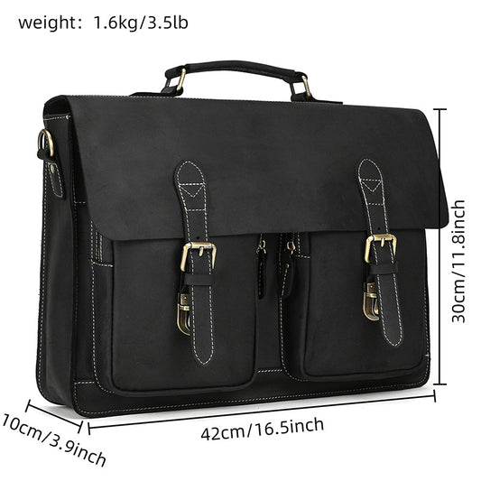 Retro Crazy Horse Leather Large Capacity Handbags
