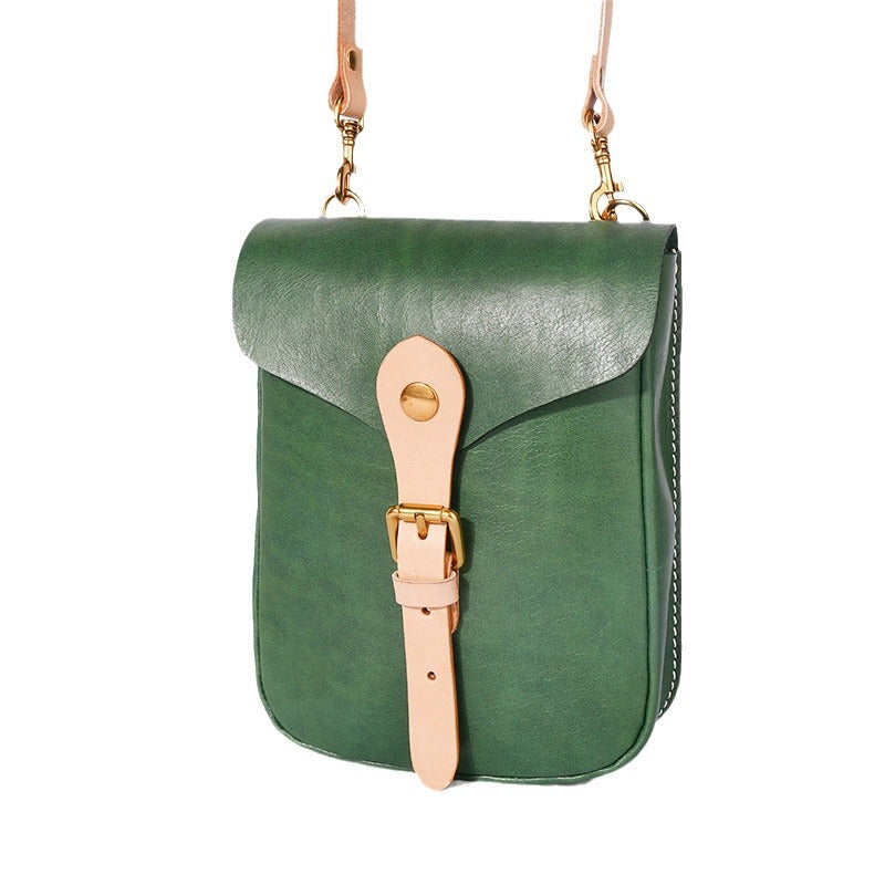 First Layer Cowhide Leather Contrast Color Phone Bags