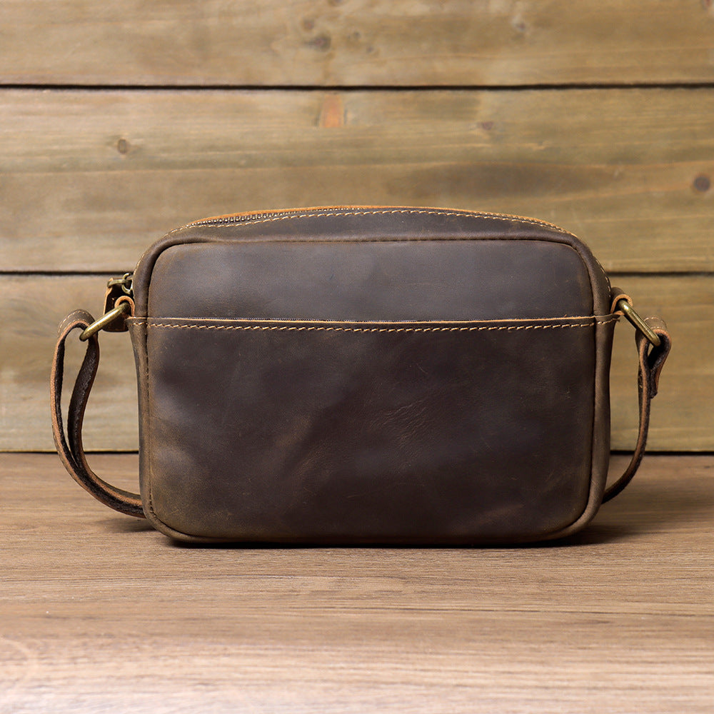 Men's Crazy Horse Leather Retro Simple First Bags