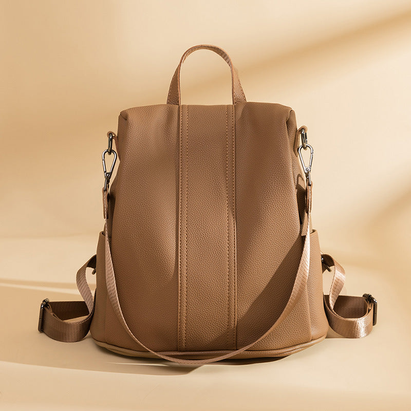 Women's Fashion Fashionable College Soft Leather Backpacks