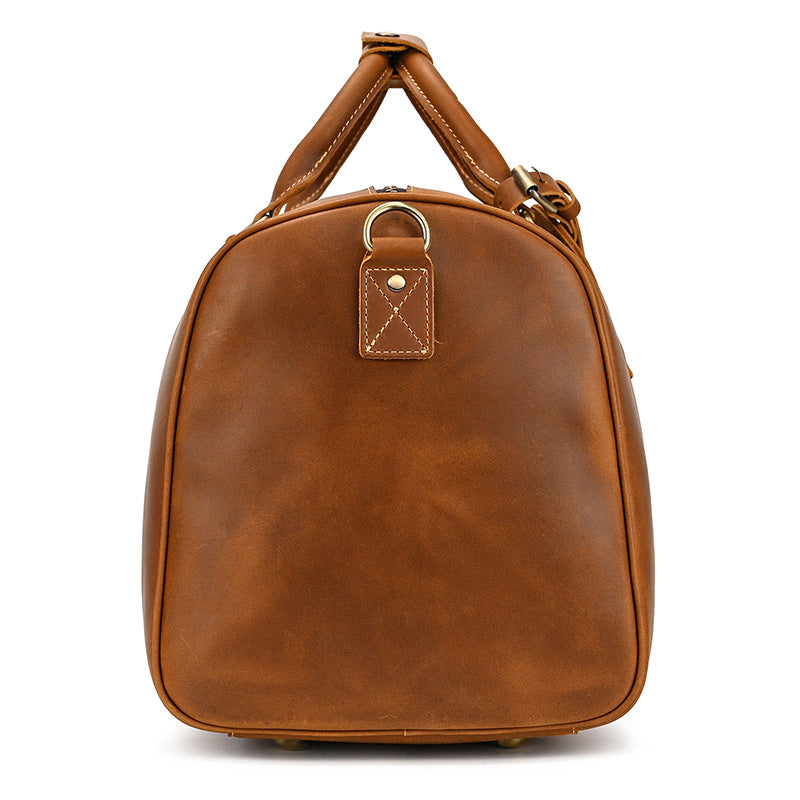 Men's Crazy Horse Leather Cowhide With Shoe Travel Bags