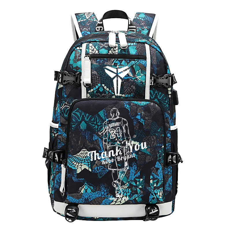 Men's Black Mamba Basketball Thermal Transfer Printing Backpacks
