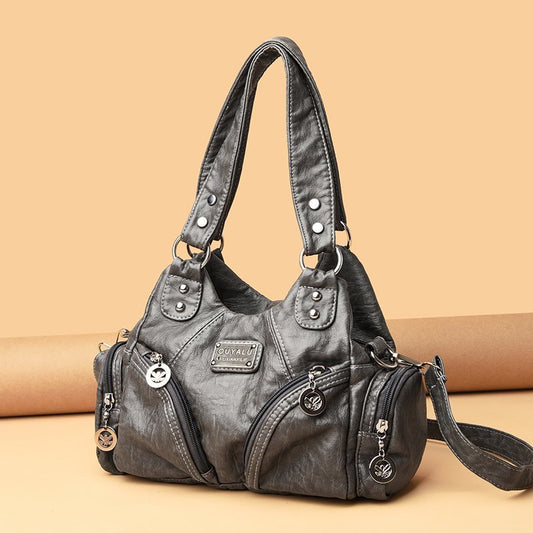 Women's Vintage Genuine Leather Motorcycle Trendy Quality Handbags