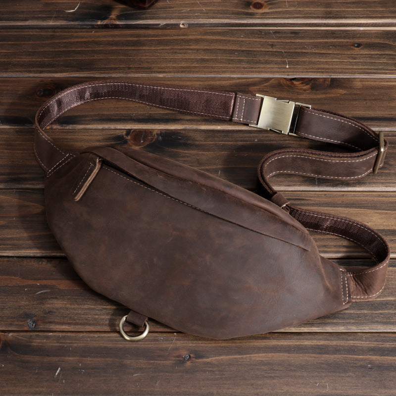 Men's First Layer Cowhide Mobile Crazy Horse Men's Waist Packs
