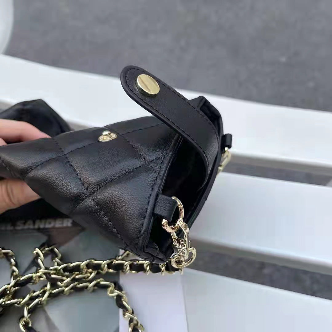 Women's Fashion Sheepskin Diamond Embroidery Thread Chain Bags