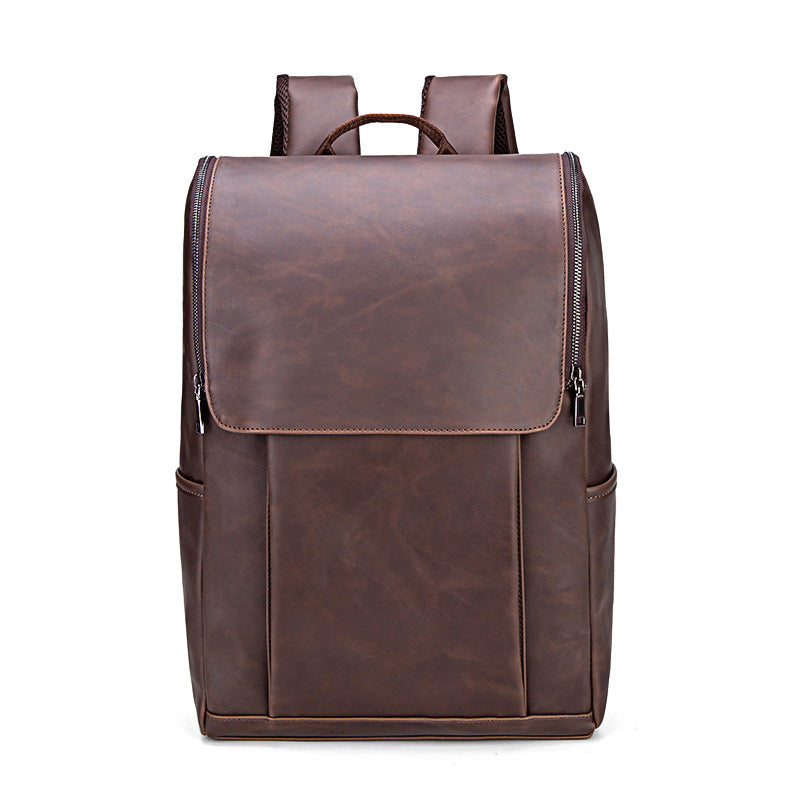 Men's Crazy Horse Leather Male Korean Style Fashion Leisure Backpacks
