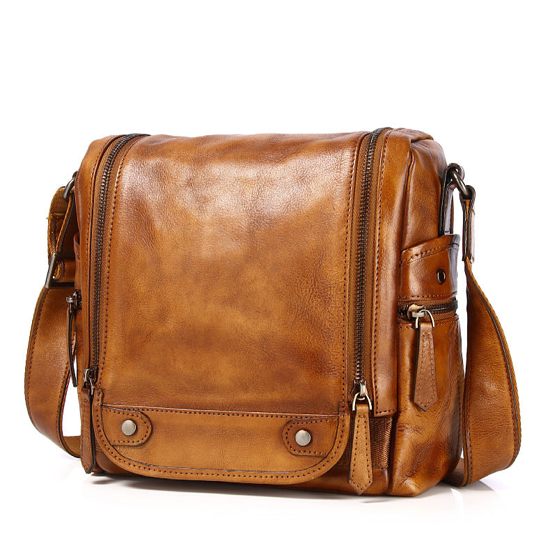 Men's Summer Vintage First Layer Cowhide Handmade Men's Shoulder Bags