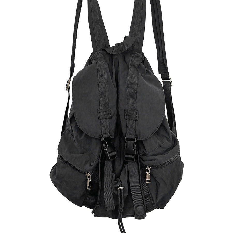 Flip Drawstring Pleated Simple Female College Backpacks