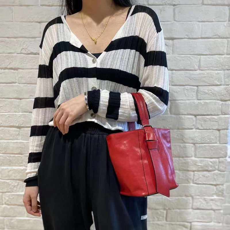 Women's Design Soft Leather Trendy Head Layer Shoulder Bags