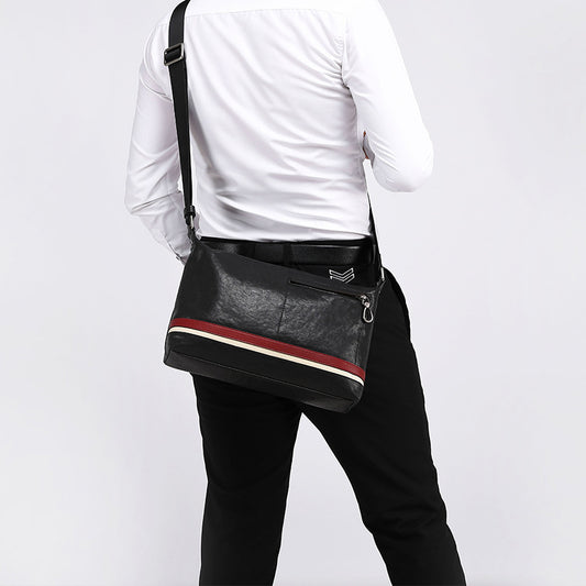 Men's Single Leather Vertical First Layer Cowhide Large Men's Shoulder Bags