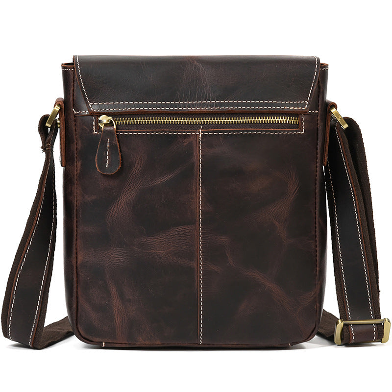 Men's Leather Crazy Horse Flap Top Layer Men's Shoulder Bags