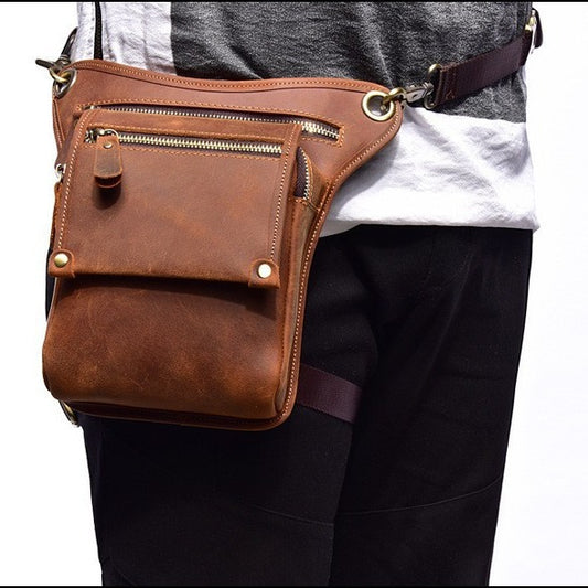 Men's First Layer Cowhide Leather Crazy Horse Men's Waist Packs