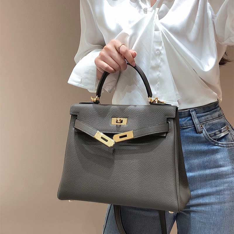 Women's High Quality Wide Strap Kelly Cowhide Crossbody Bags