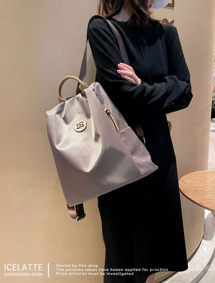 Women's Genuine Leather Fashion Trendy Oxford Cloth Backpacks