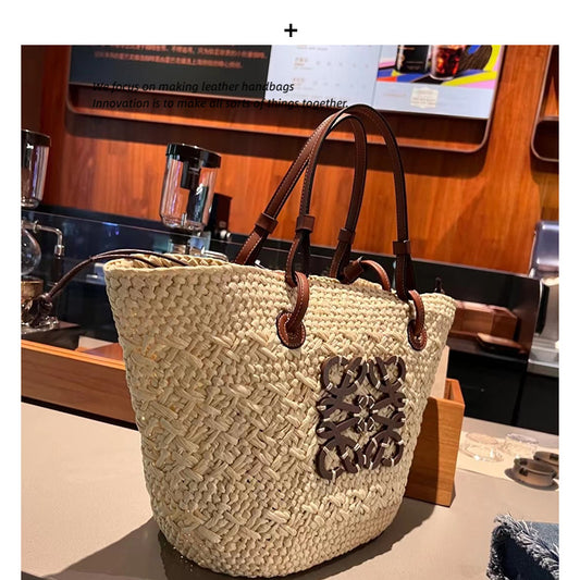 French Rattan Straw Pastoral Style Hand-woven Shoulder Bags