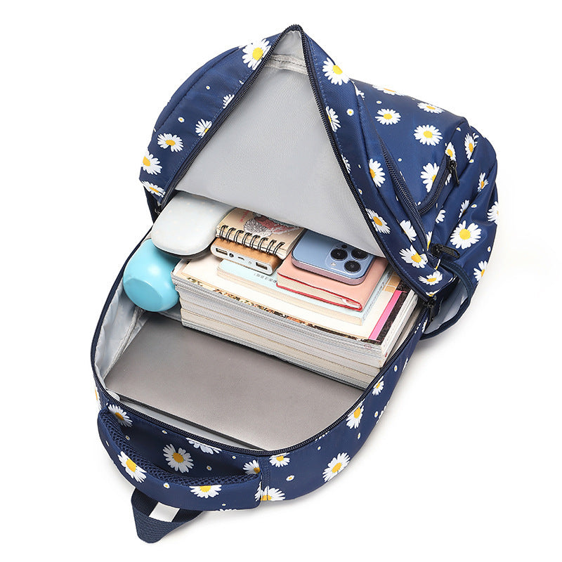 Fresh Daisy Print Primary Female Three-piece Middle School Students' Schoolbags